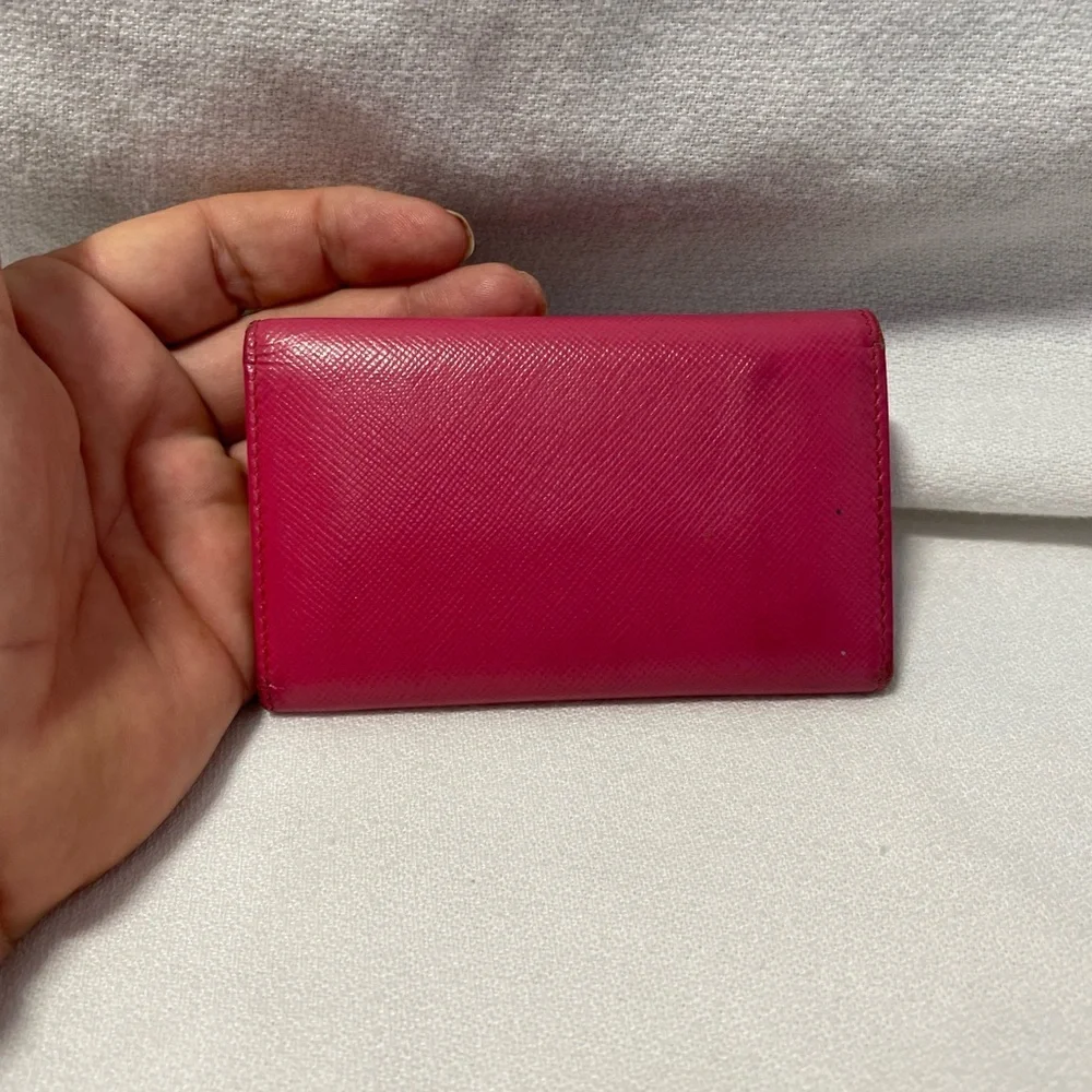 Prada Pink Saffiano leather key case